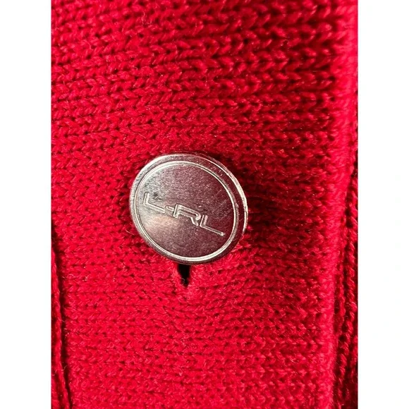 Lauren Ralph Lauren Active Cardigan Sweater Womens Medium Red Crest Cable Knit - Picture 6 of 11